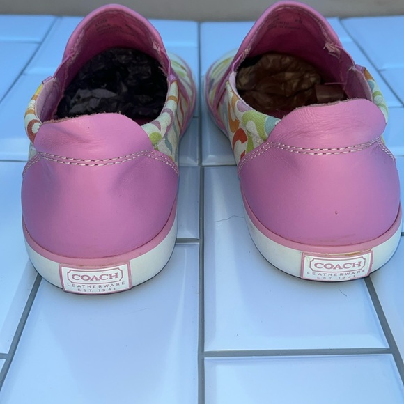 COACH Beale Multicolor Signature Slip On Sneakers PINK Flats! - Picture 4 of 16